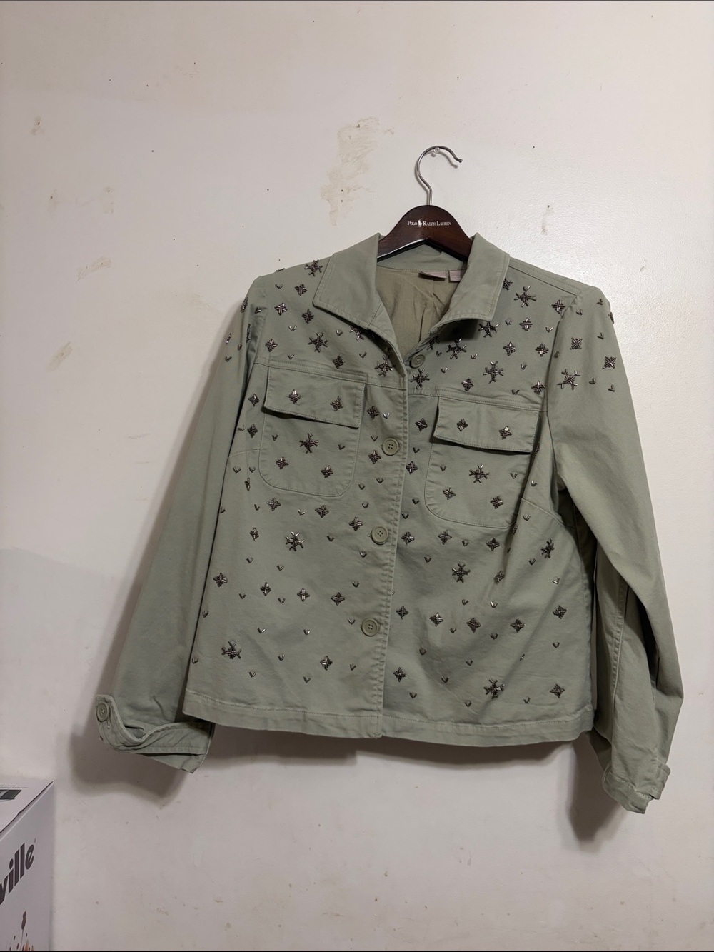 Chico's Sage Embellished Utility Jacket